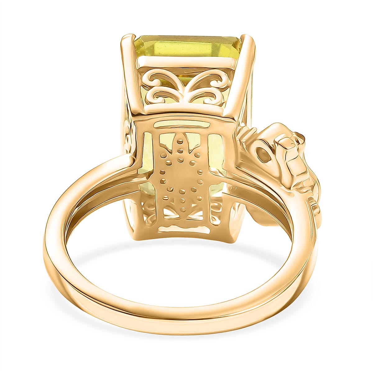 GP - Italian Garden Collection - Green Gold Quartz, Blue Sapphire &amp; White Zircon Living Creature Ring in 18K Vermeil Yellow Gold Plated Sterling Silver 8.39 Ct. 8348417 6
