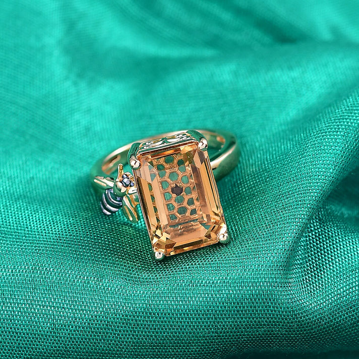 GP - Honeycomb Collection - Citrine &amp; Blue Sapphire Living Creature Ring in 18K Vermeil Yellow Gold Plated Sterling Silver 8.19 Ct. 8348429 2