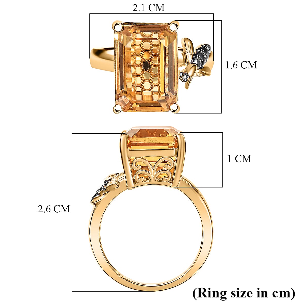 GP - Honeycomb Collection - Citrine &amp; Blue Sapphire Living Creature Ring in 18K Vermeil Yellow Gold Plated Sterling Silver 8.19 Ct. 8348429 7
