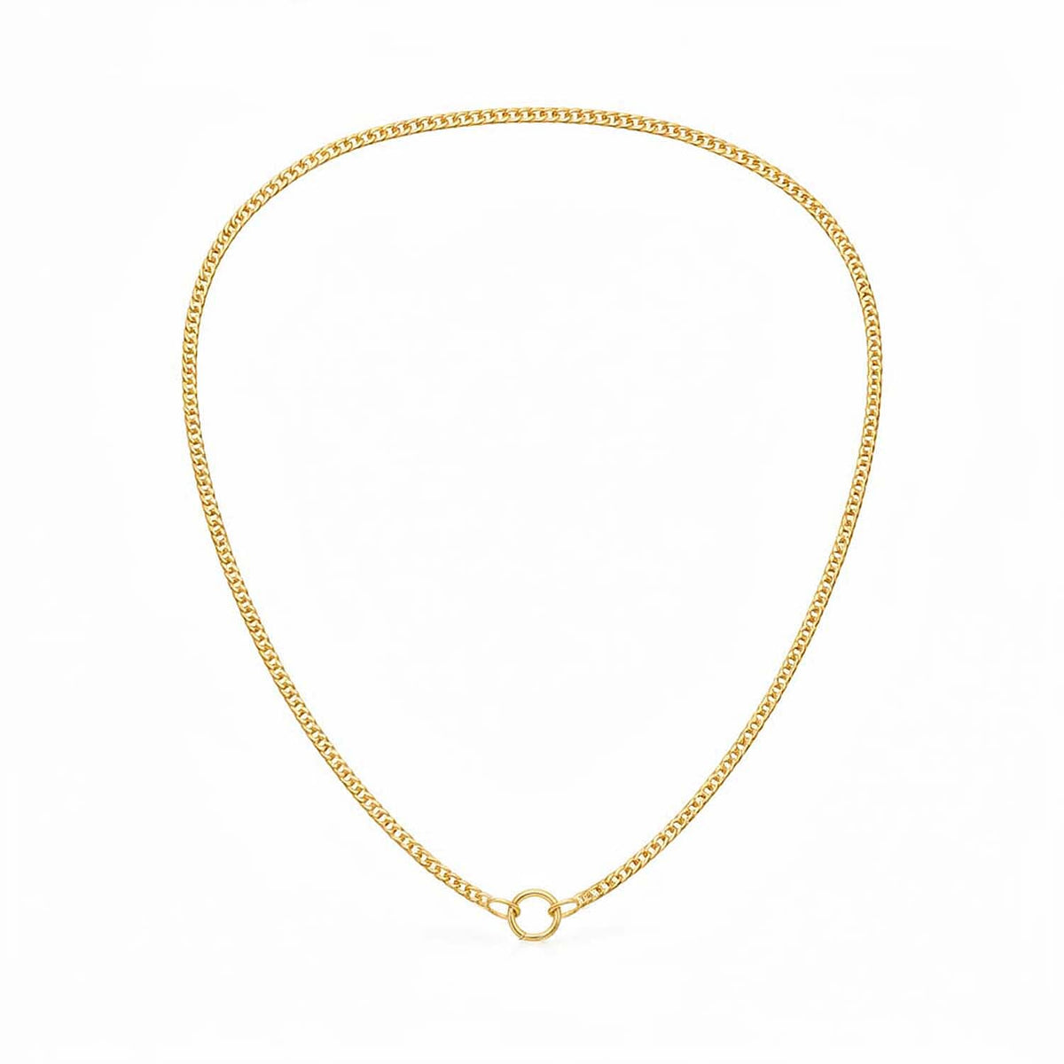 Sterling Silver 1.15MM Diamond-Cut Curb Chain in Yellow Gold Plating with Spring Ring Clasp (Size 22)* V32734339 0