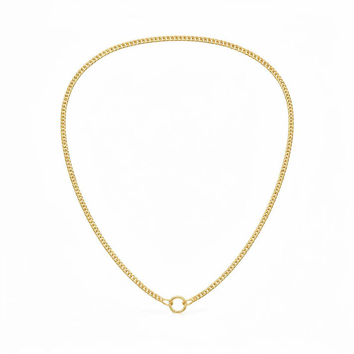 Sterling Silver 1.1MM Diamond-Cut Curb Chain with Spring Ring Clasp in Yellow Gold Plating (Size 24)* 8355909 1