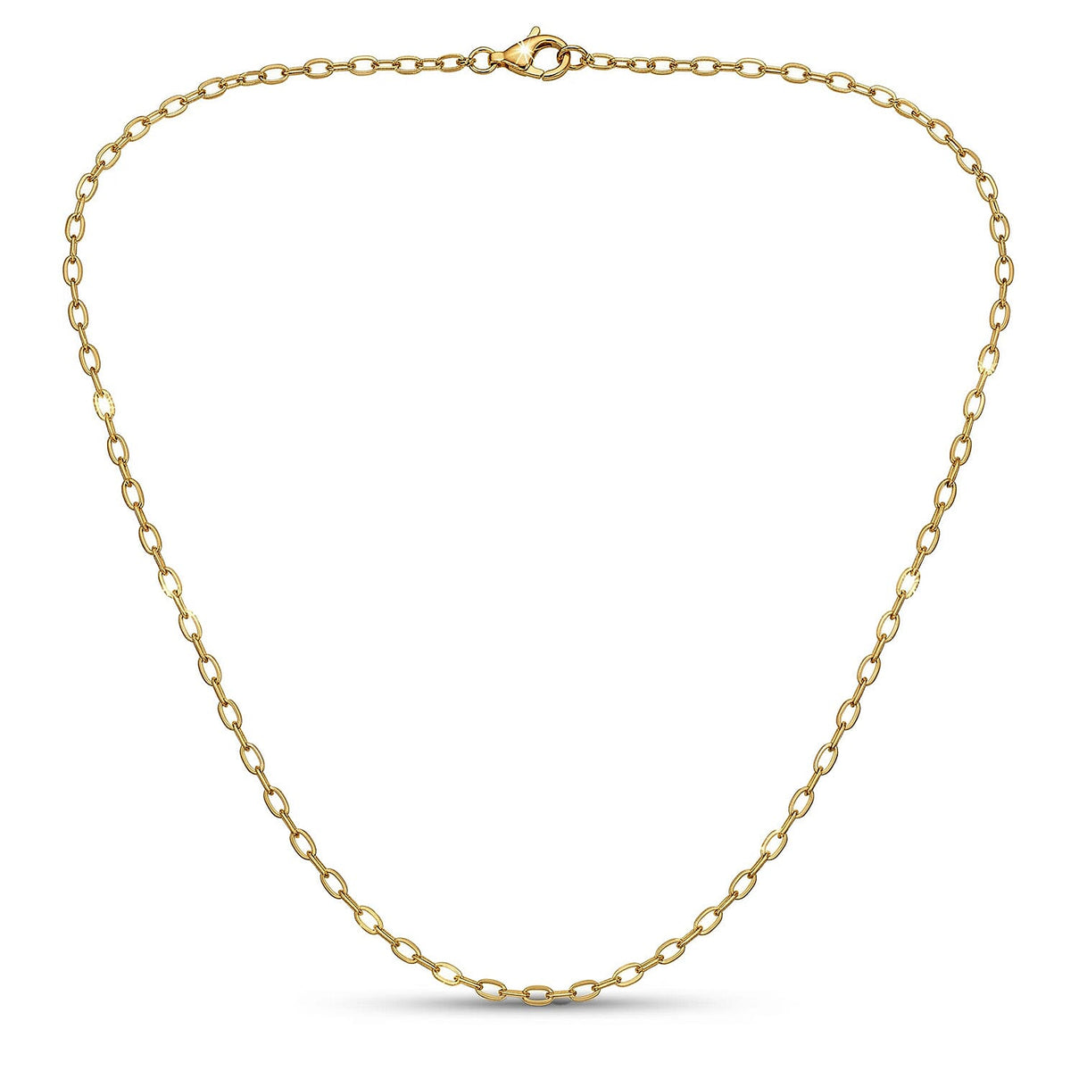 Italian Closeout Sterling Silver 2.25MM Romy Chain with Spring Ring Clasp in Yellow Gold Plating 18 Inch V32517480 0