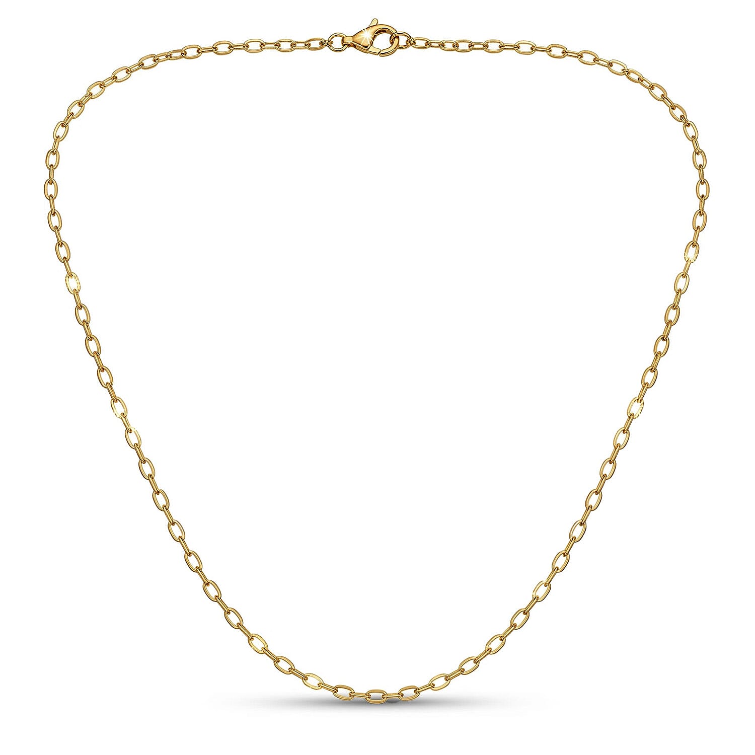 Italian Closeout Sterling Silver 2.25MM Romy Chain with Spring Ring Clasp in Yellow Gold Plating 18 Inch V32517480 0