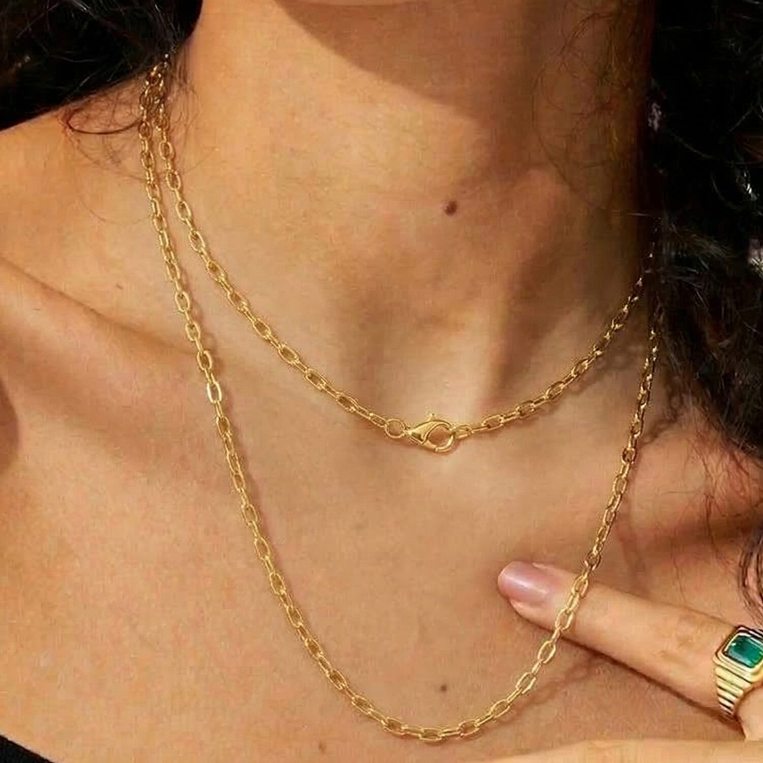 Italian Closeout Sterling Silver 2.25MM Romy Chain with Spring Ring Clasp in Yellow Gold Plating 18 Inch V32517480 2
