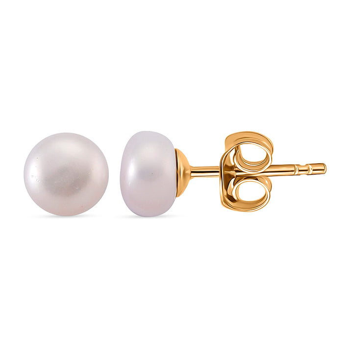 Peacock Freshwater Pearl Beads (7-8MM) Earring with Push Back in Gold Tone 8356059 1