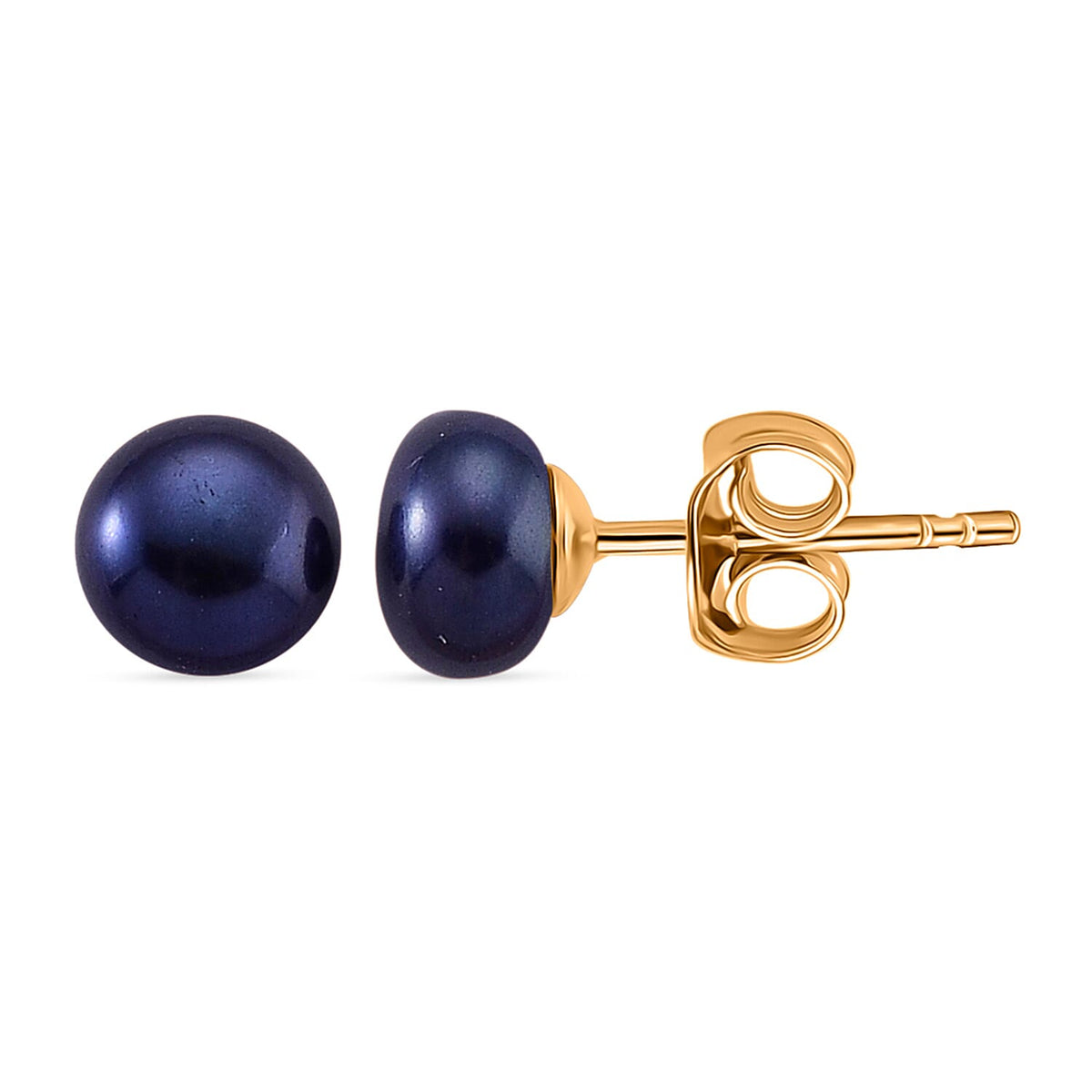 Peacock Freshwater Pearl Beads (7-8MM) Earring with Push Back in Gold Tone 8356059 0