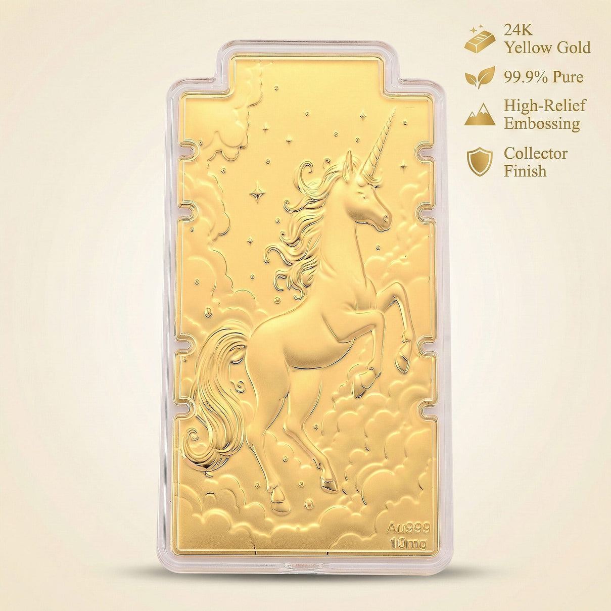 24K Yellow Gold (99.9% Purity) Large Unicorn Embossed Collectable - Representing Purity, Freedom &amp; Magical Strength 8356065 2