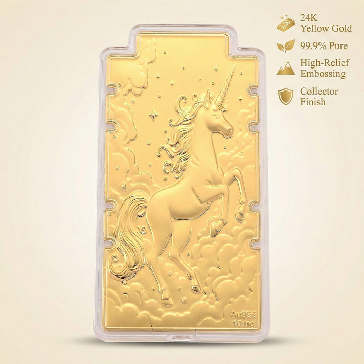 24K Yellow Gold (99.9% Purity) Large Unicorn Embossed Collectable - Representing Purity, Freedom &amp; Magical Strength 8356065 2