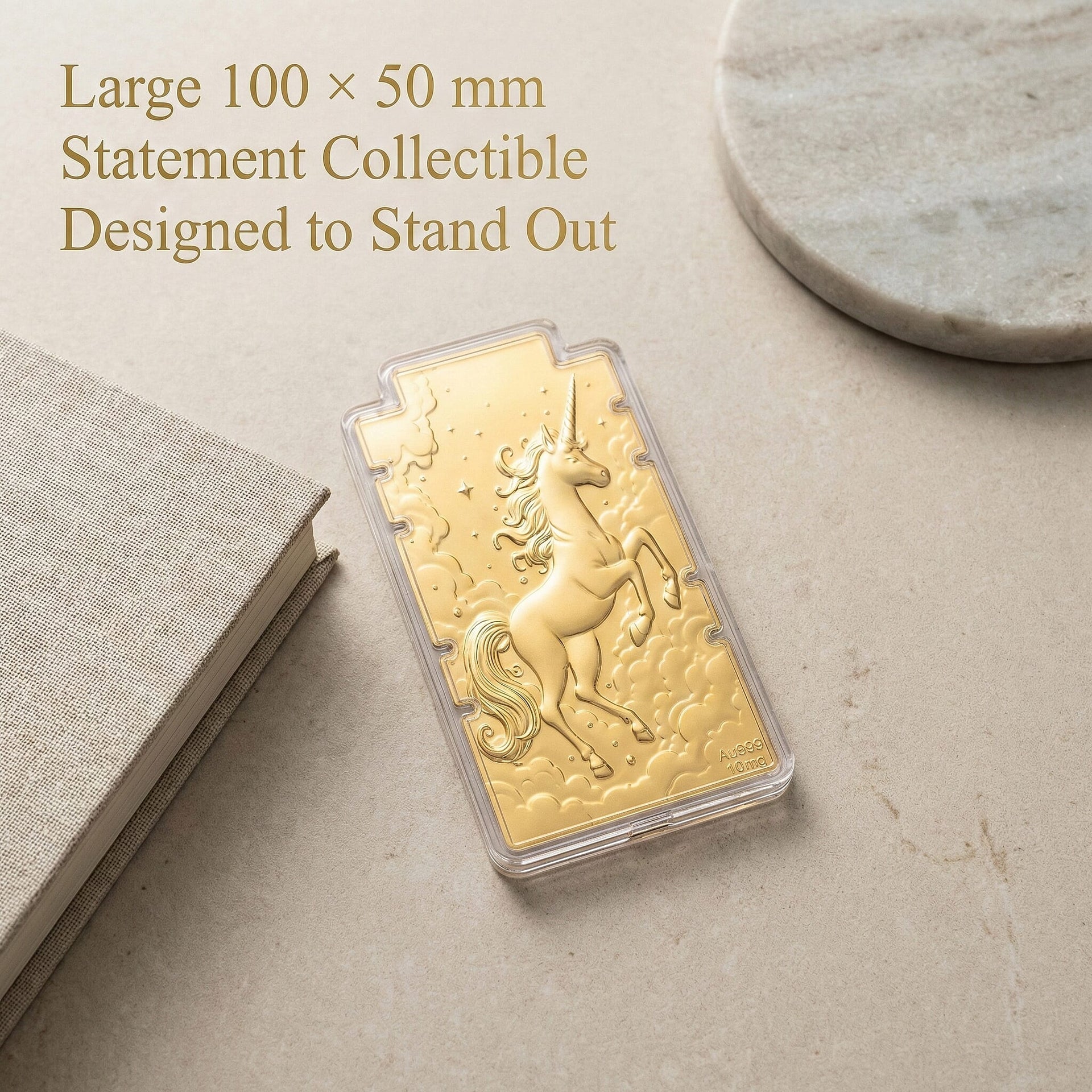 24K Yellow Gold (99.9% Purity) Large Unicorn Embossed Collectable - Representing Purity, Freedom &amp; Magical Strength 8356065 3