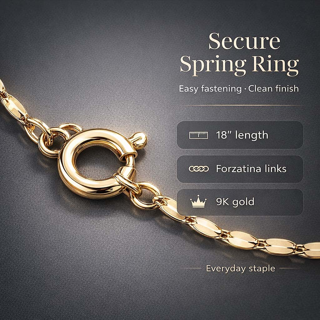 9K Yellow Gold 1.6MM Sparkle Forzatina Necklace with Spring Ring Clasp 18 Inch 8356398 4
