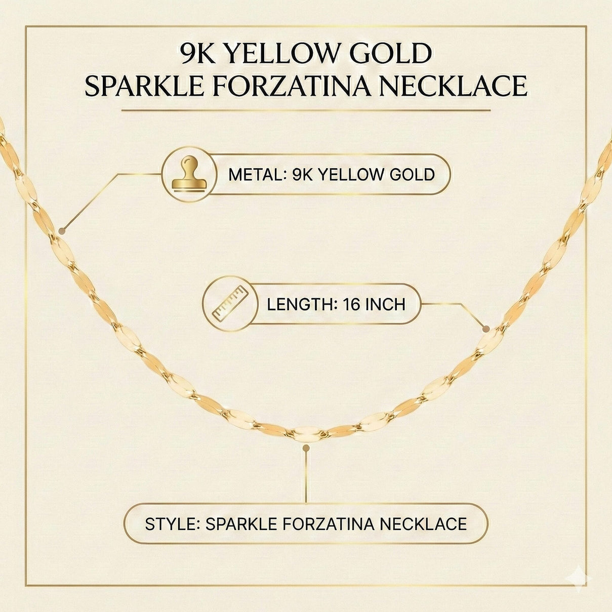 9K Yellow Gold Sparkle Forzatina Necklace (Size - 20) with Spring Ring Clasp 8356406 7