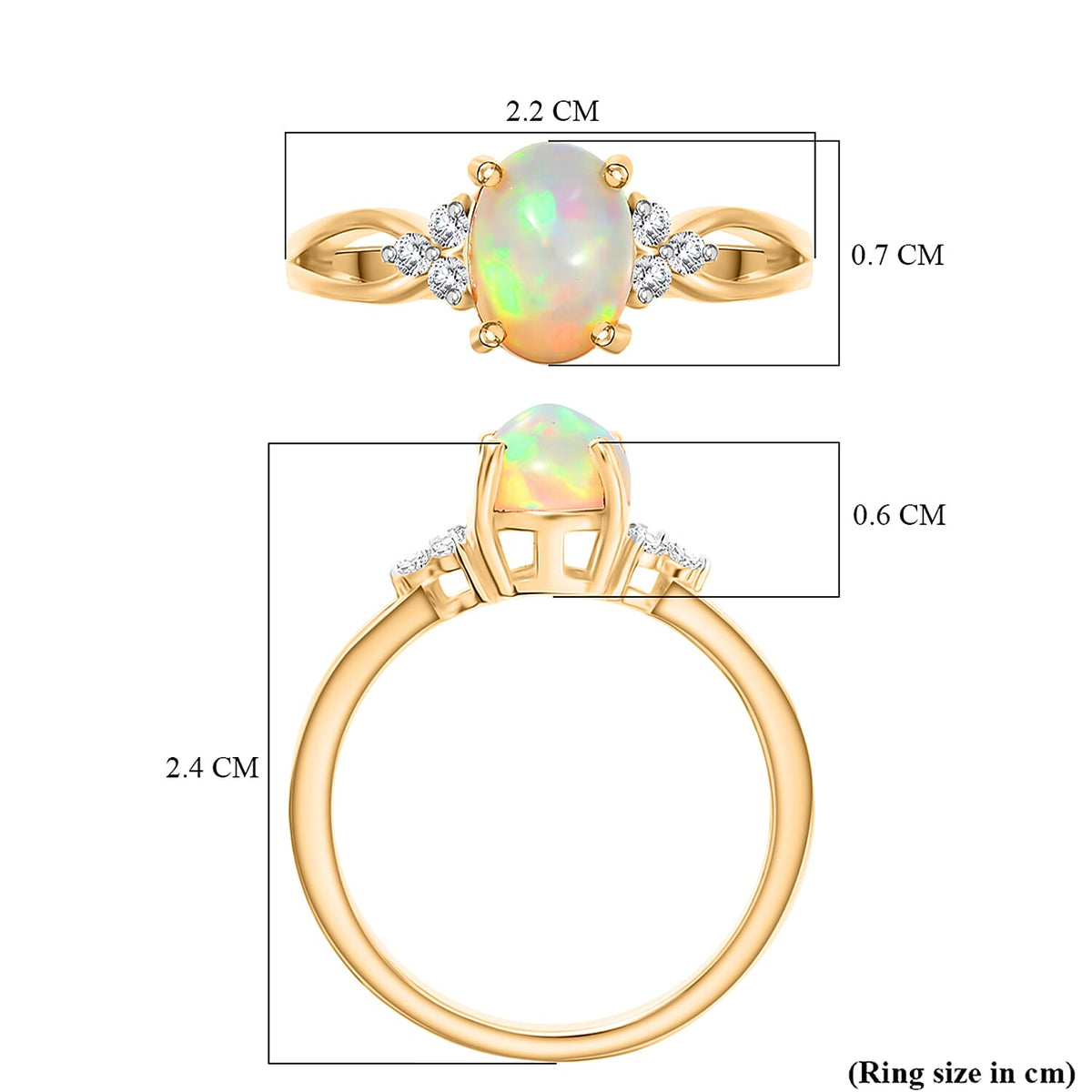 D'Joy Ethiopian Opal, Moissanite Ring in 18K Vermeil Yellow Gold Plated Sterling Silver 8356847 7