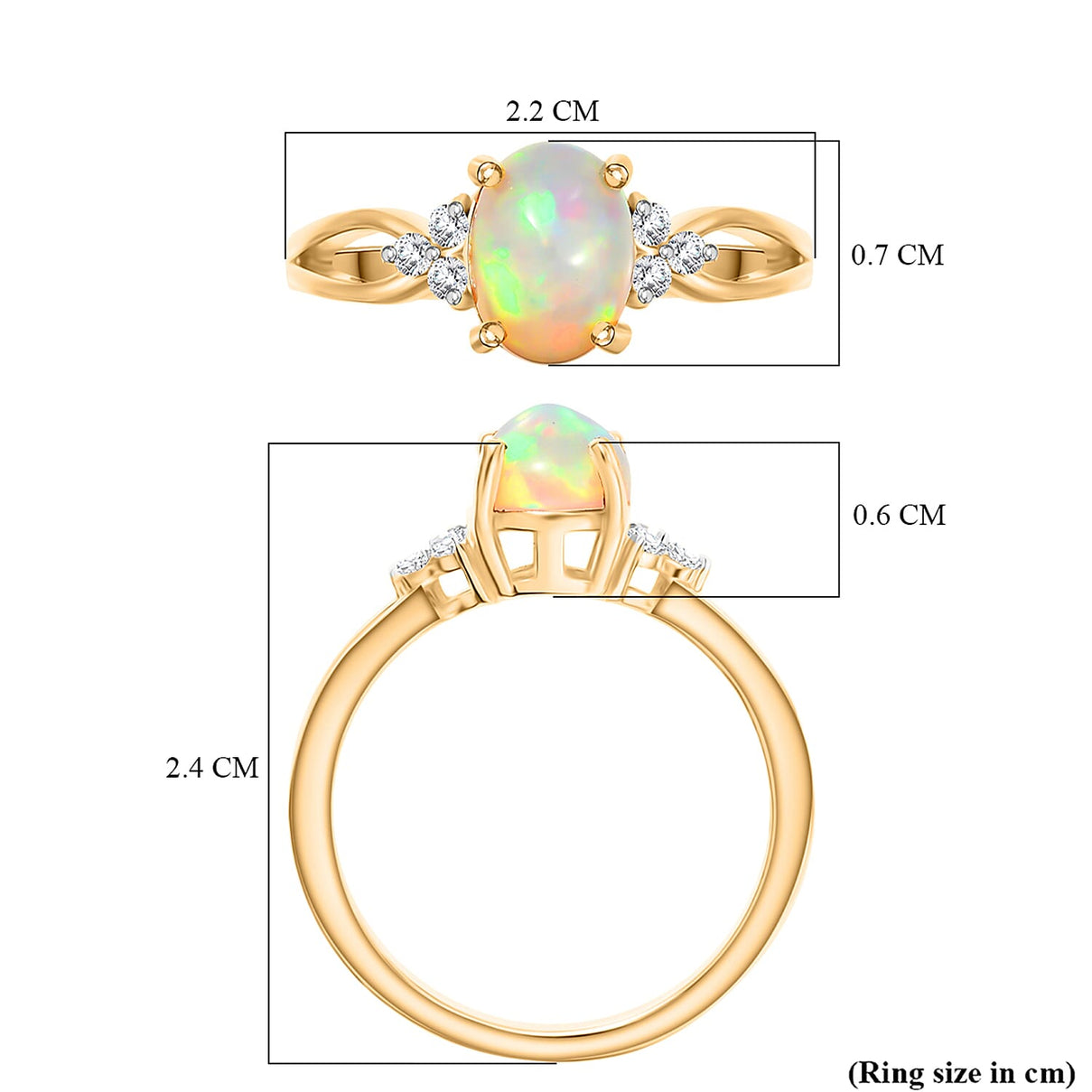 D'Joy Ethiopian Opal, Moissanite Ring in 18K Vermeil Yellow Gold Plated Sterling Silver 8356848 7