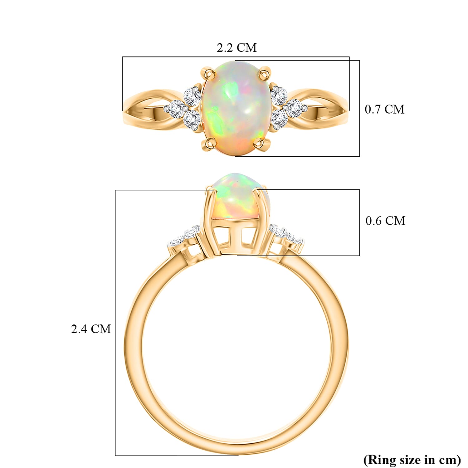 D'Joy Ethiopian Opal, Moissanite Ring in 18K Vermeil Yellow Gold Plated Sterling Silver 8356848 7