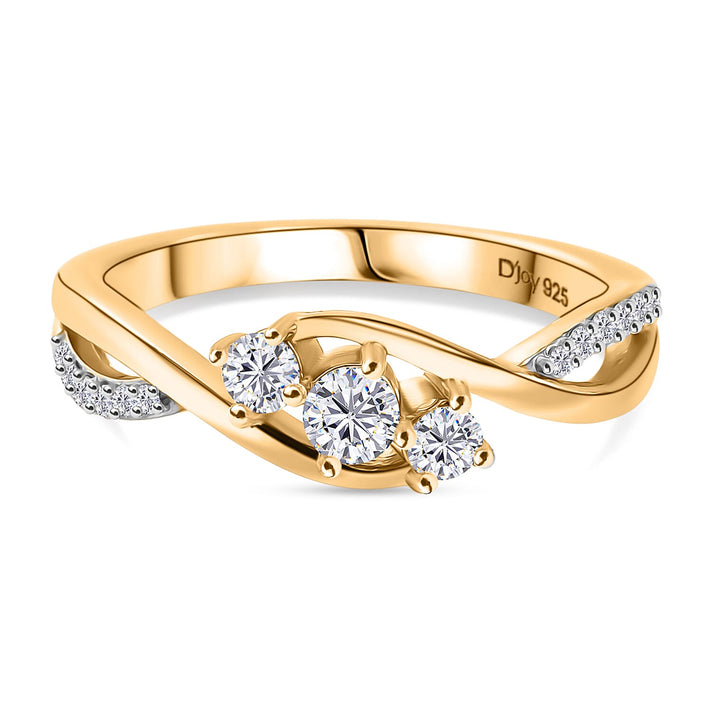 Royal Bali Collection - D'Joy Moissanite Trilogy Ring in 18K Vermeil Yellow Gold Plated Sterling Silver 8356883 1