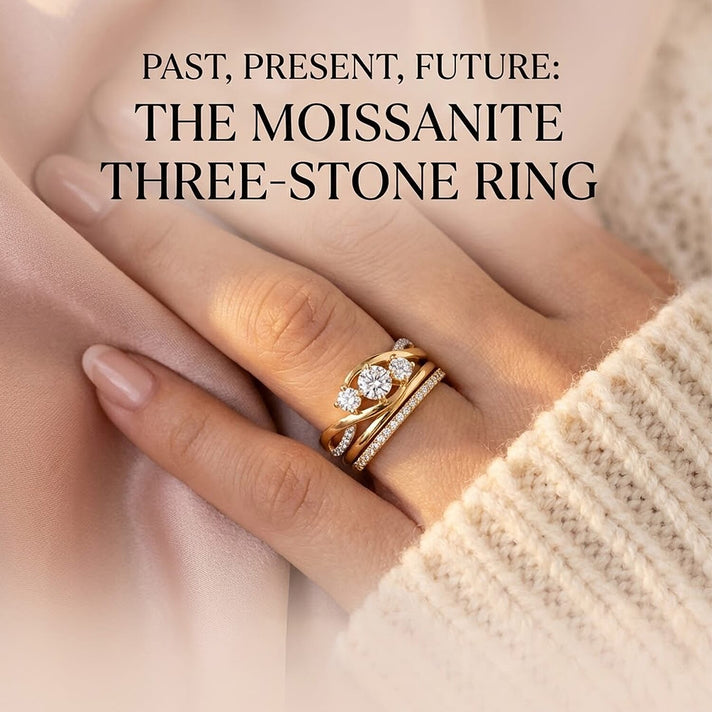 Royal Bali Collection - D'Joy Moissanite Trilogy Ring in 18K Vermeil Yellow Gold Plated Sterling Silver 8356883 2