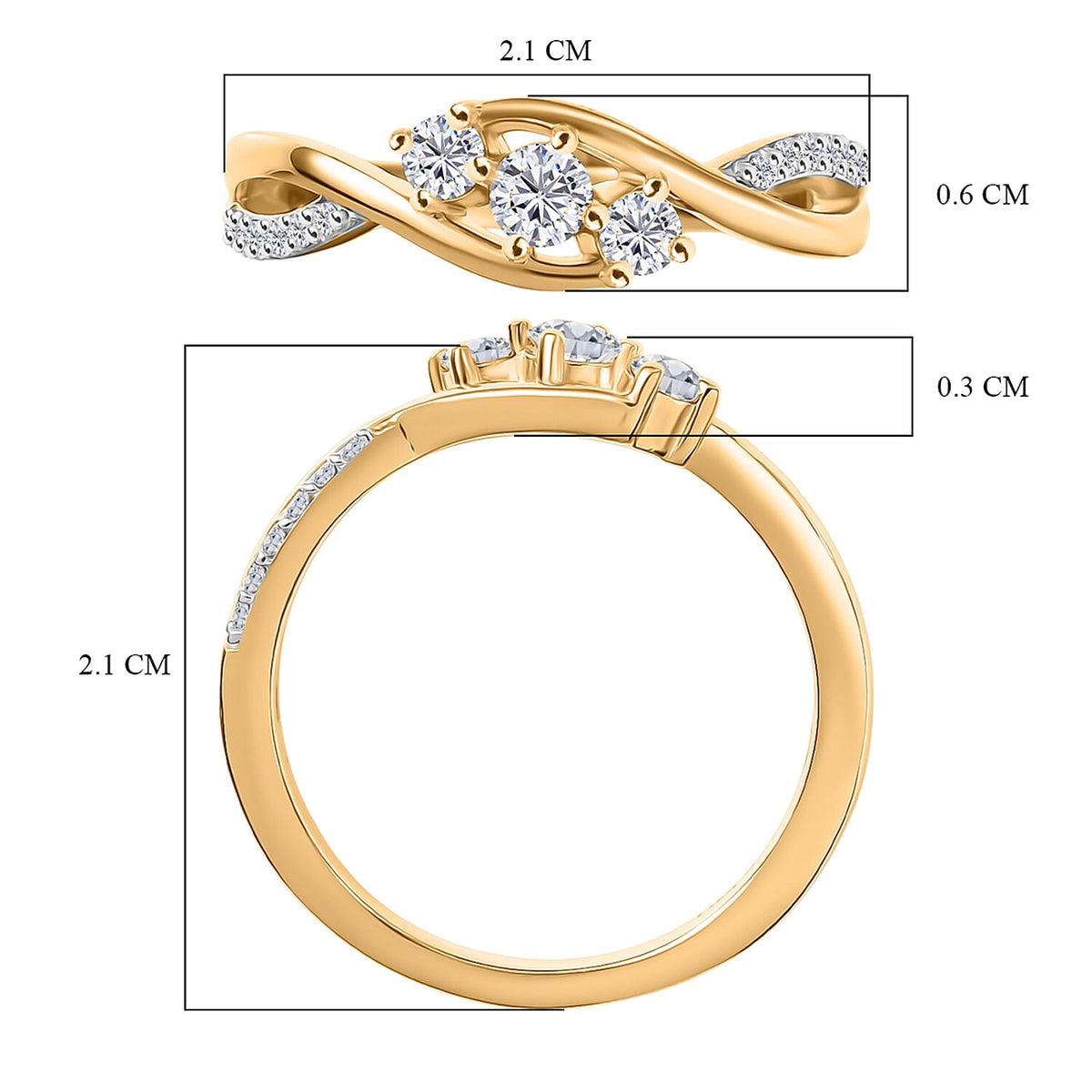 D'Joy Moissanite Ring in 18K Vermeil Yellow Gold Plated Sterling Silver 8356884 7