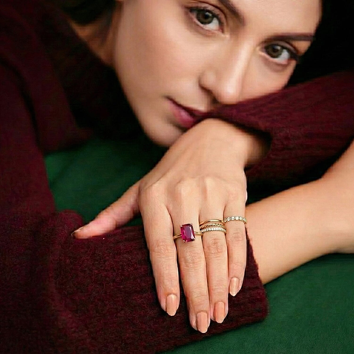 D'Joy African Ruby, White Zircon Solitaire Ring in 18K Vermeil Yellow Gold Plated Sterling Silver 3.63 Ct. 8356897 2