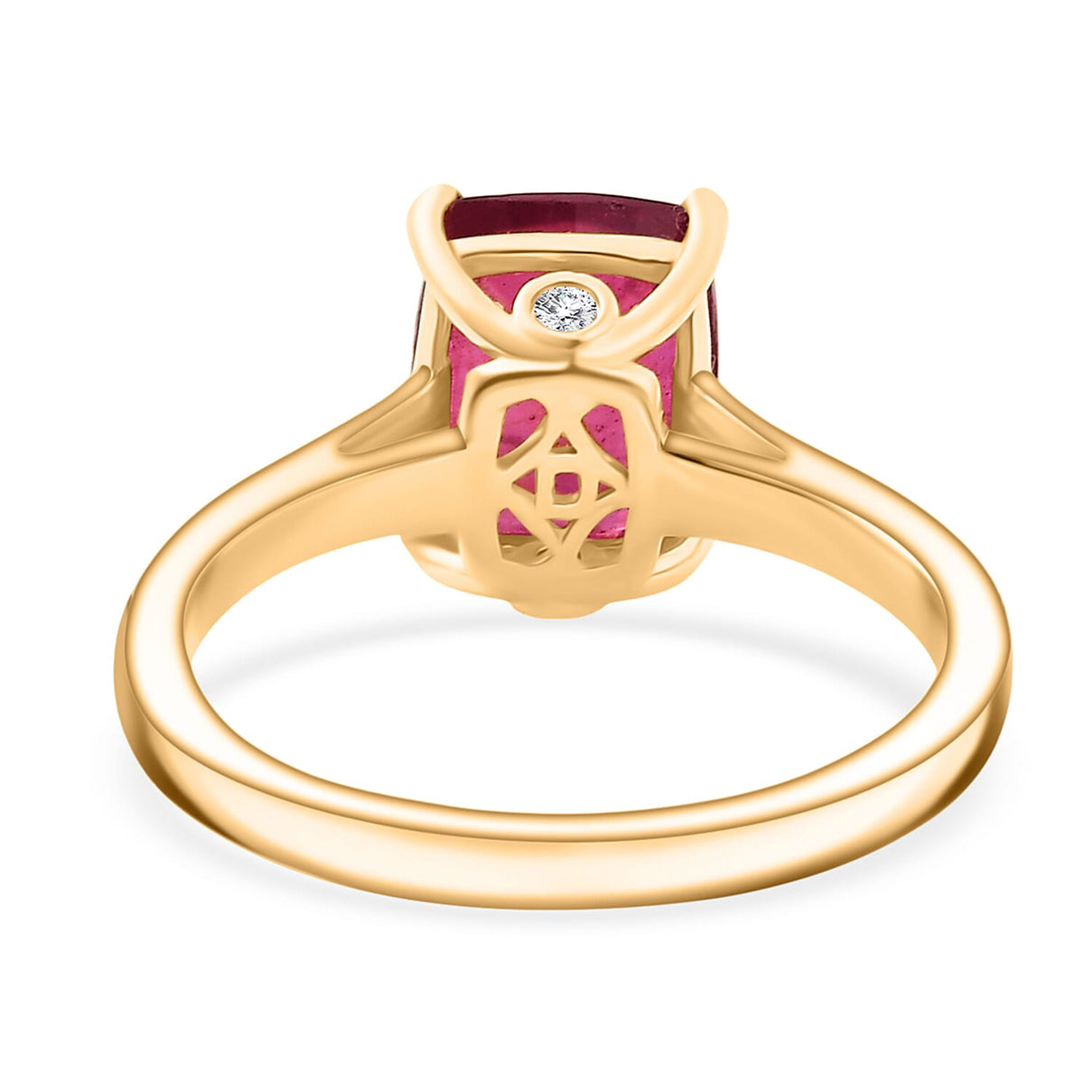 D'Joy African Ruby, White Zircon Solitaire Ring in 18K Vermeil Yellow Gold Plated Sterling Silver 3.63 Ct. 8356897 6