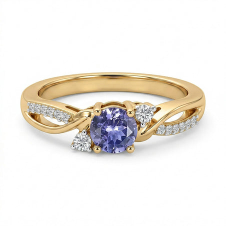 Always You Tanzanite Birthstone Solitaire Promise Ring with Moissanite Accents in 925 Sterling Silver 18K Gold Vermeil Plated 8357234 1