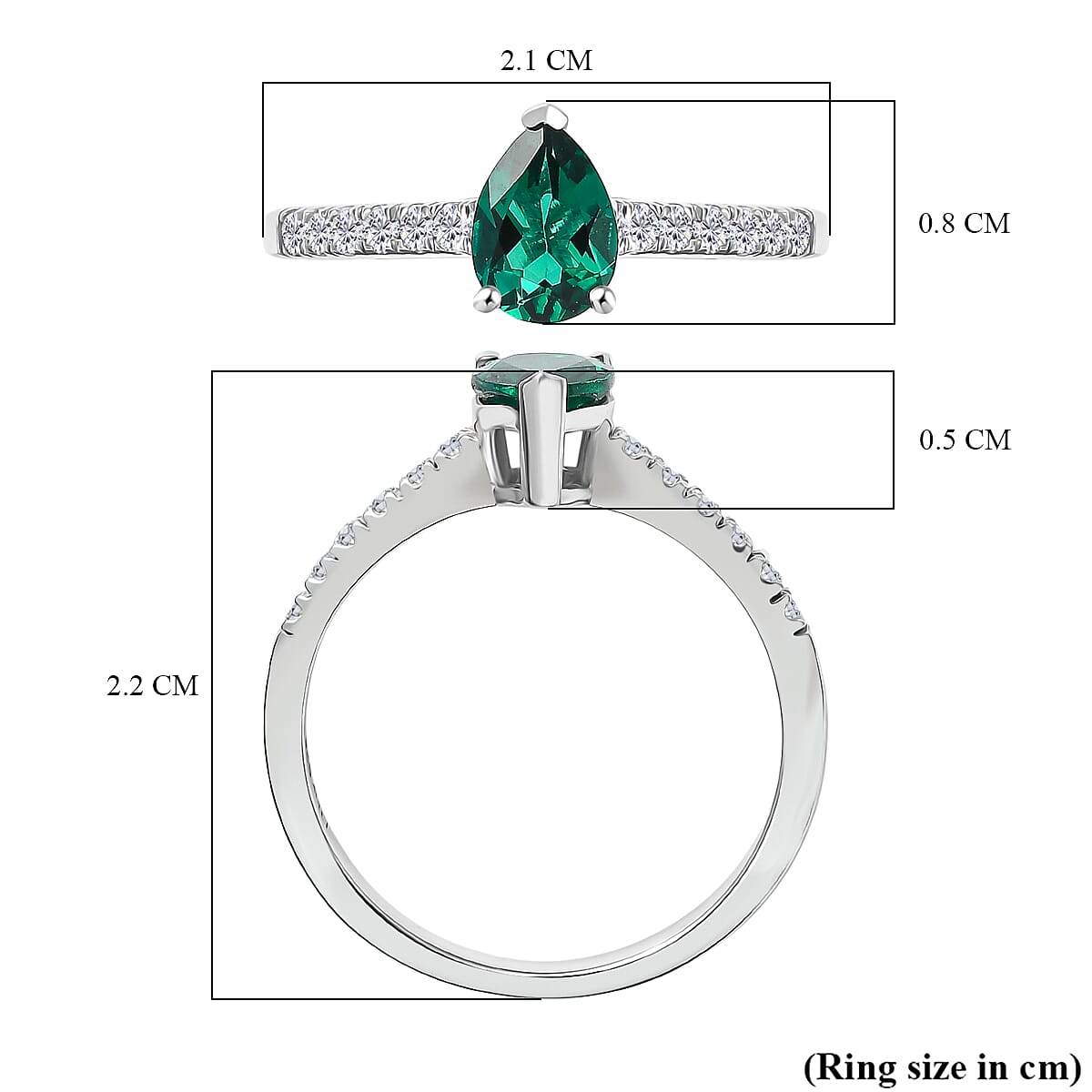 D'Joy Lab Created Emerald, Moissanite Ring in Rhodium Overlay Sterling Silver V32531567 6
