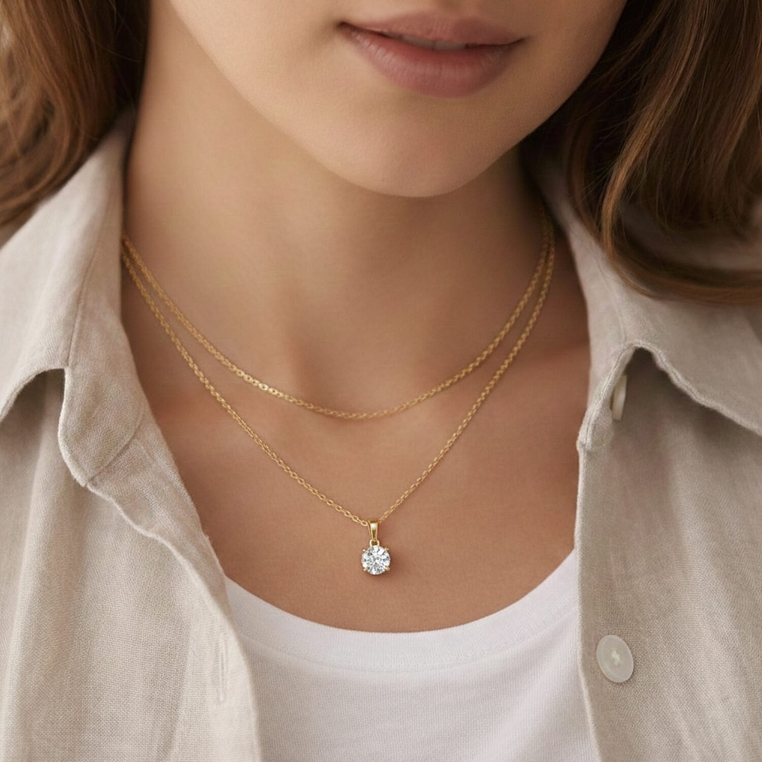 9K Yellow Gold Certified Lab Grown Diamond (VVS-E) Heart and Arrow Pendant 1 Ct. 8360259 3