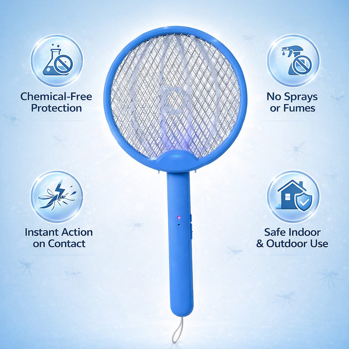 3-in-1 Folding Electric Mosquito Swatter - USB Rechargeable 500mAh, 2-3 Hour Battery (45 X 23 CM) - Blue 8363246 4