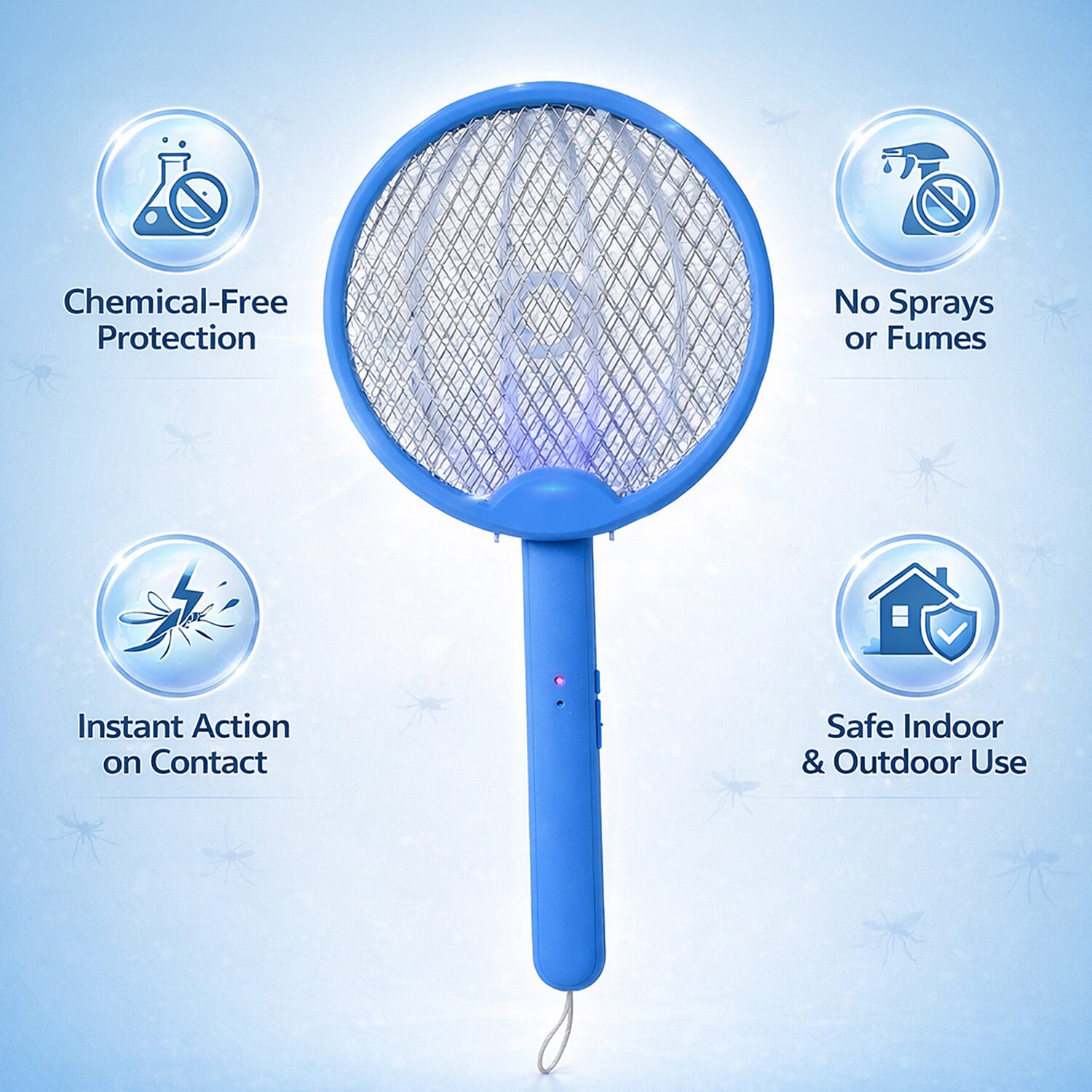 3-in-1 Folding Electric Mosquito Swatter - USB Rechargeable 500mAh, 2-3 Hour Battery (45 X 23 CM) - Blue 8363246 4