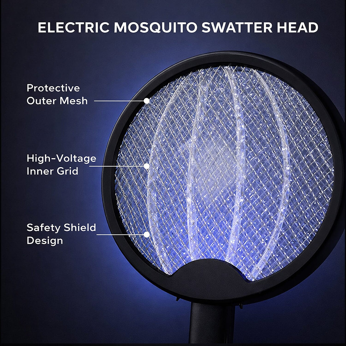 3-in-1 Folding Electric Mosquito Swatter - USB Rechargeable 500mAh, 2-3 Hour Battery (45 X 23 CM) - Black V32517744 3