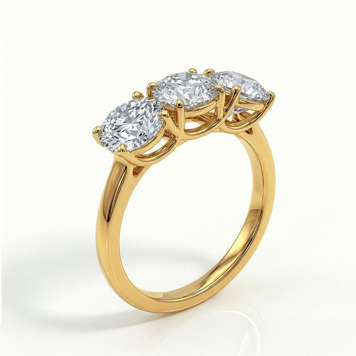 LUXURIANT 3 Ct. Lab Grown Diamond Trilogy Ring in 18K Yellow Gold, IGI Certified 8371119 4