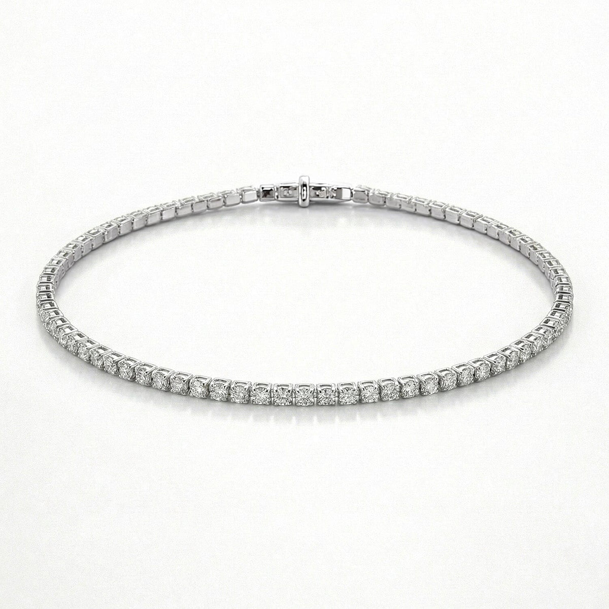 D'Joy Moissanite Line Bracelet (Size 7.5) in Rhodium Overlay Sterling Silver 3.12 Ct. V32580271 0