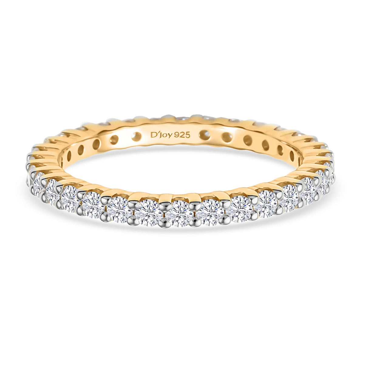 D'Joy Moissanite Full Eternity Band Ring in 18K Vermeil Yellow Gold Plated Sterling Silver V32354398 0
