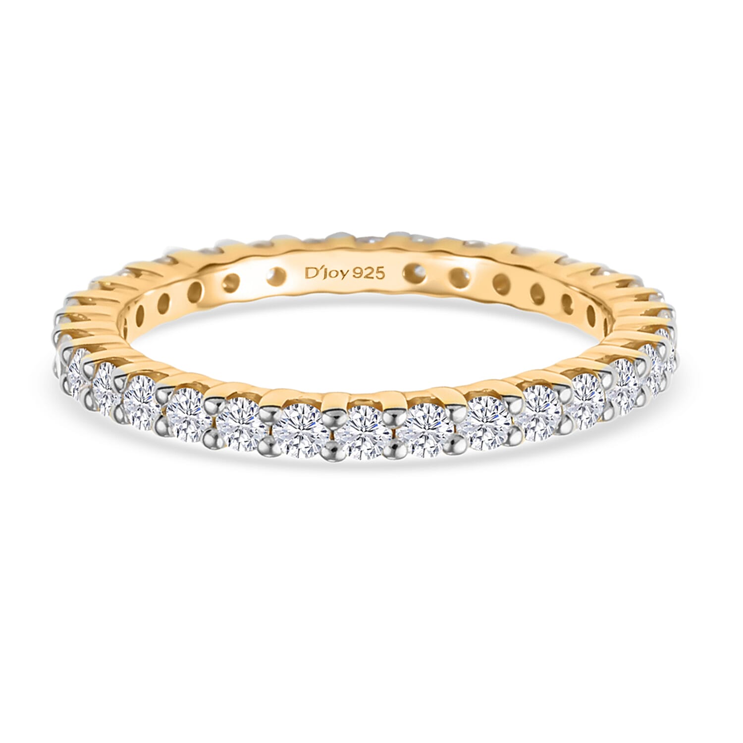 D'Joy Moissanite Full Eternity Band Ring in 18K Vermeil Yellow Gold Plated Sterling Silver V32354398 0