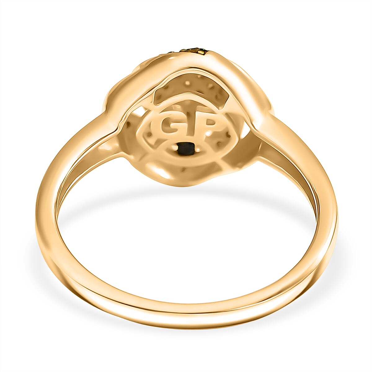 GP Family Legacy Italy - Natural Earth Mined Champagne Diamond, Green, Yellow, Red &amp; Blue Diamond With Kanchanaburi Blue Sapphire Ring in 18K Gold Vermeil Sterling Silver 8377512 6