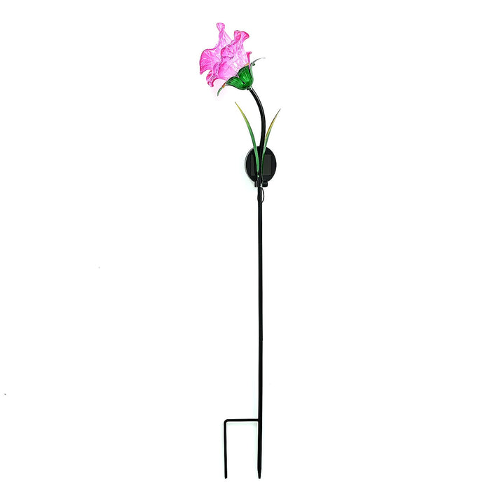 LIVMORE Solar Powered Artificial Flower LED Lights With Metal Garden Stake - Pink 8377609 1