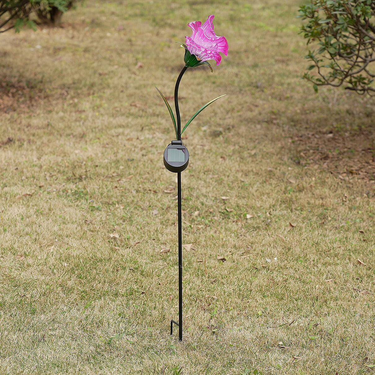 LIVMORE Solar Powered Artificial Flower LED Lights With Metal Garden Stake - Pink 8377609 2