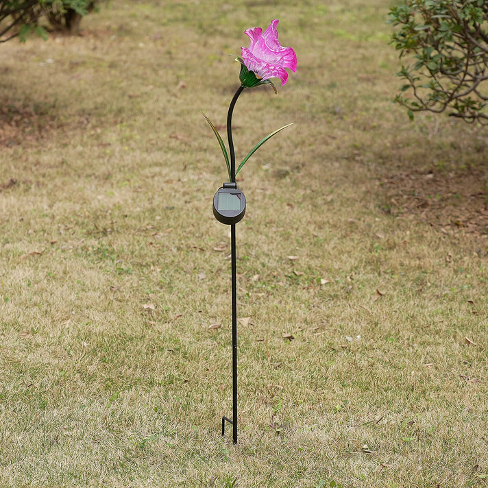 LIVMORE Solar Powered Artificial Flower LED Lights With Metal Garden Stake - Pink 8377609 2