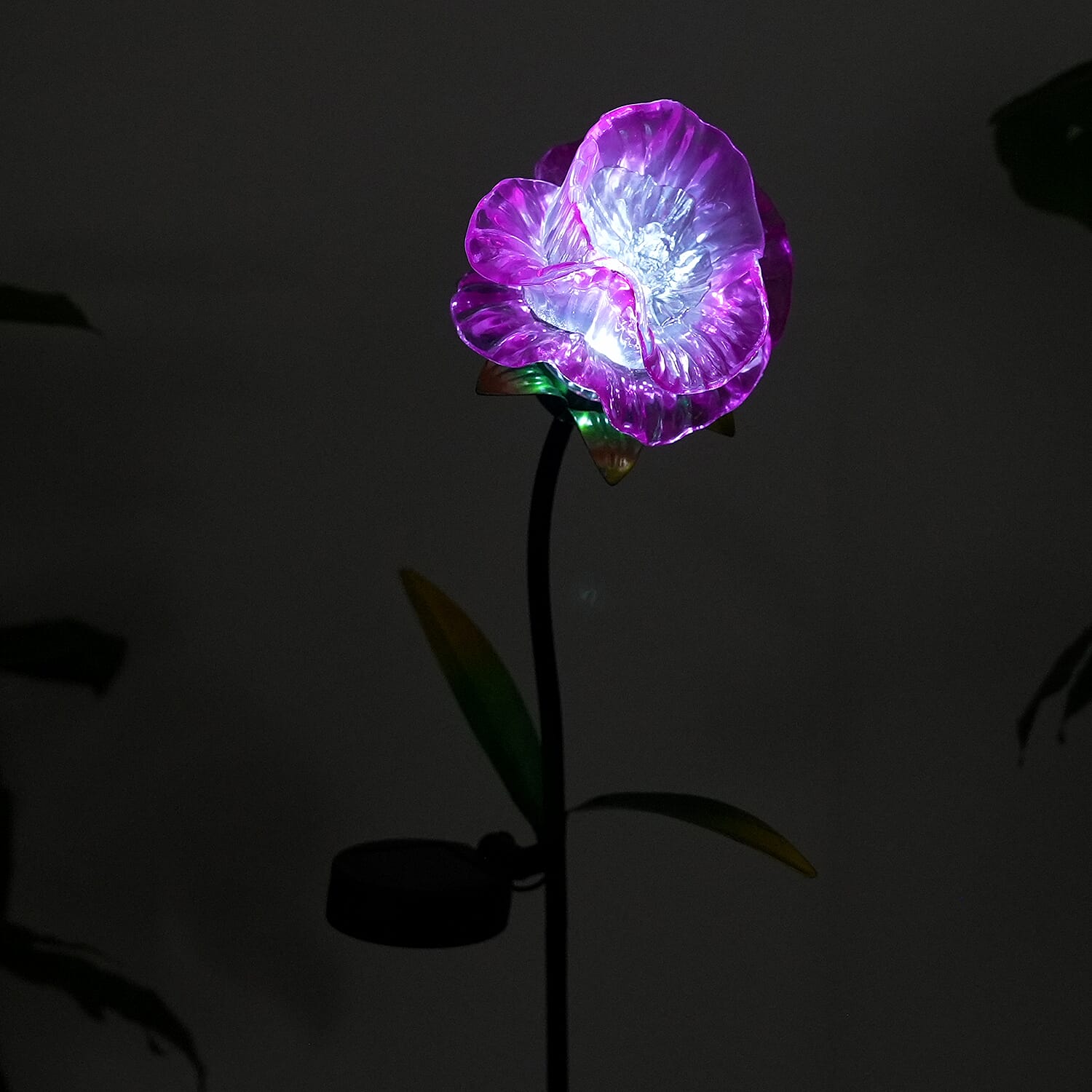 LIVMORE Solar Powered Artificial Flower LED Lights With Metal Garden Stake - Pink 8377609 3