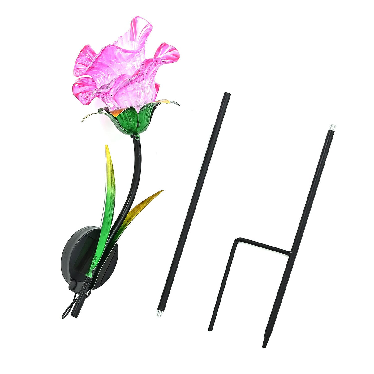 LIVMORE Solar Powered Artificial Flower LED Lights With Metal Garden Stake - Pink 8377609 6
