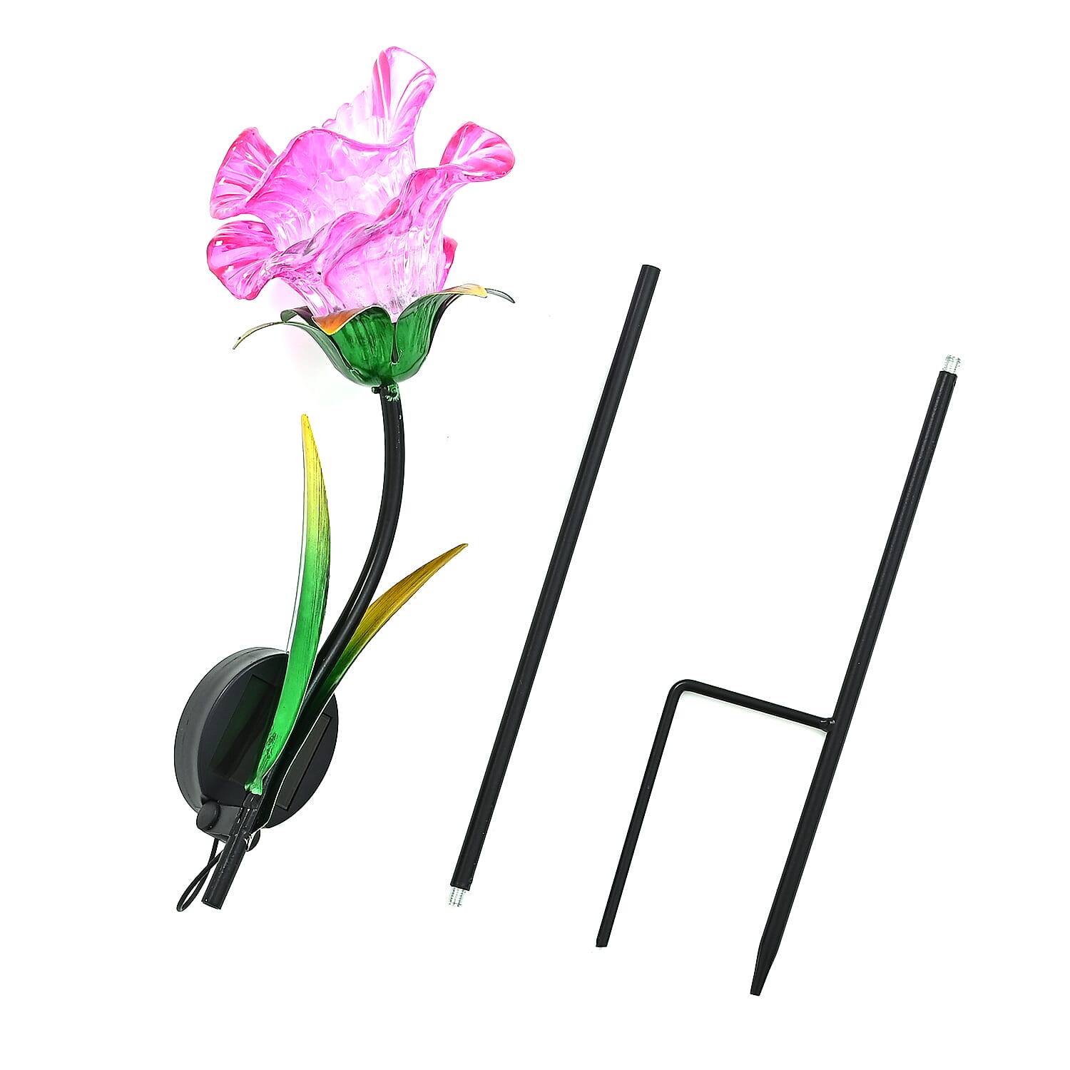 LIVMORE Solar Powered Artificial Flower LED Lights With Metal Garden Stake - Pink 8377609 6