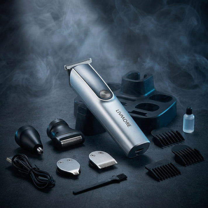 Livmore MS-806 5-in-1 Grooming Kit - Professional Silver Cordless Hair Trimmer with LED Display, Rechargeable 90-Minute Lithium Battery Shaver 8380601 2