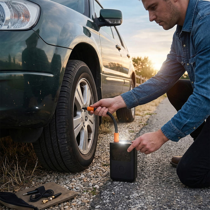 Portable Smart Air Pump - 4000mAh Rechargeable Tyre Inflator, 150 PSI Cordless Electric Pump with Power Bank Function - Black 8411811 2