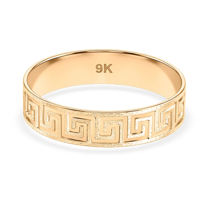 9K Yellow Gold Greek Key Ring 8412130 1