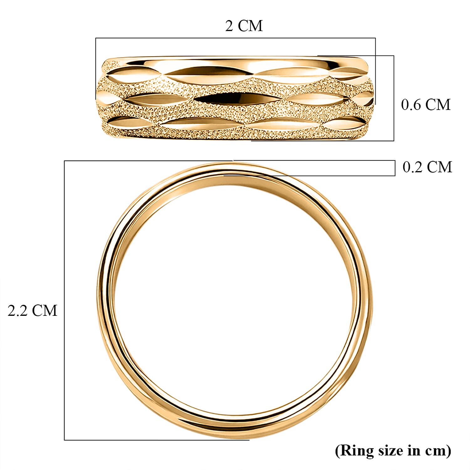 Italian Made Yellow Gold Plated Sterling Silver Diamond-Cut Band Ring 8415523 6
