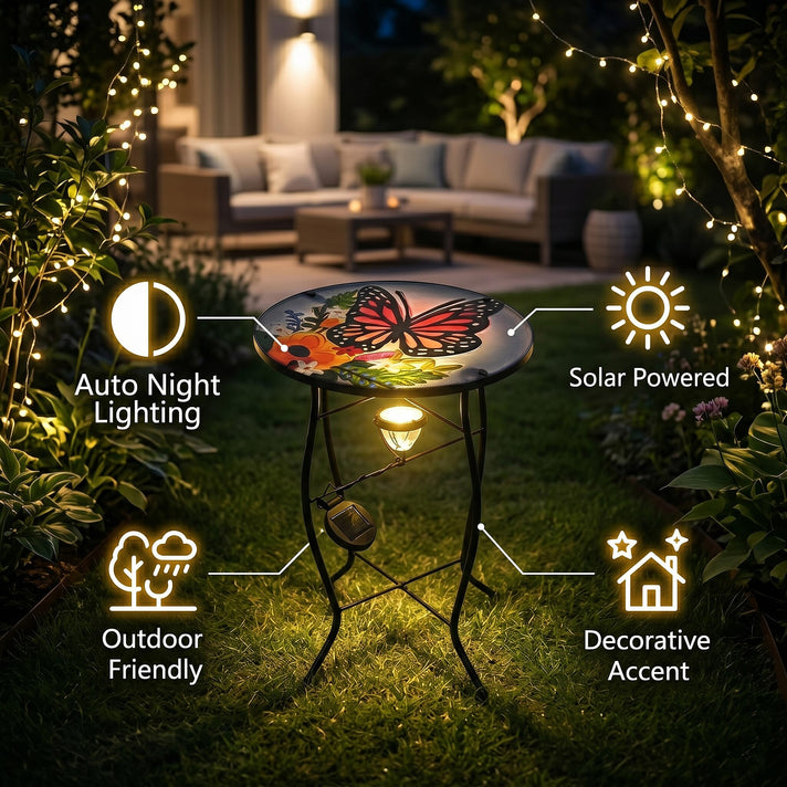 Butterfly &amp; Sunflower Design Solar-Powered Garden Table (35 x 35 x 52 cm) - Multicolour 8416660 2