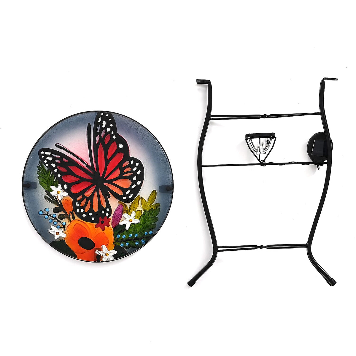 Butterfly &amp; Sunflower Design Solar-Powered Garden Table (35 x 35 x 52 cm) - Multicolour 8416660 8