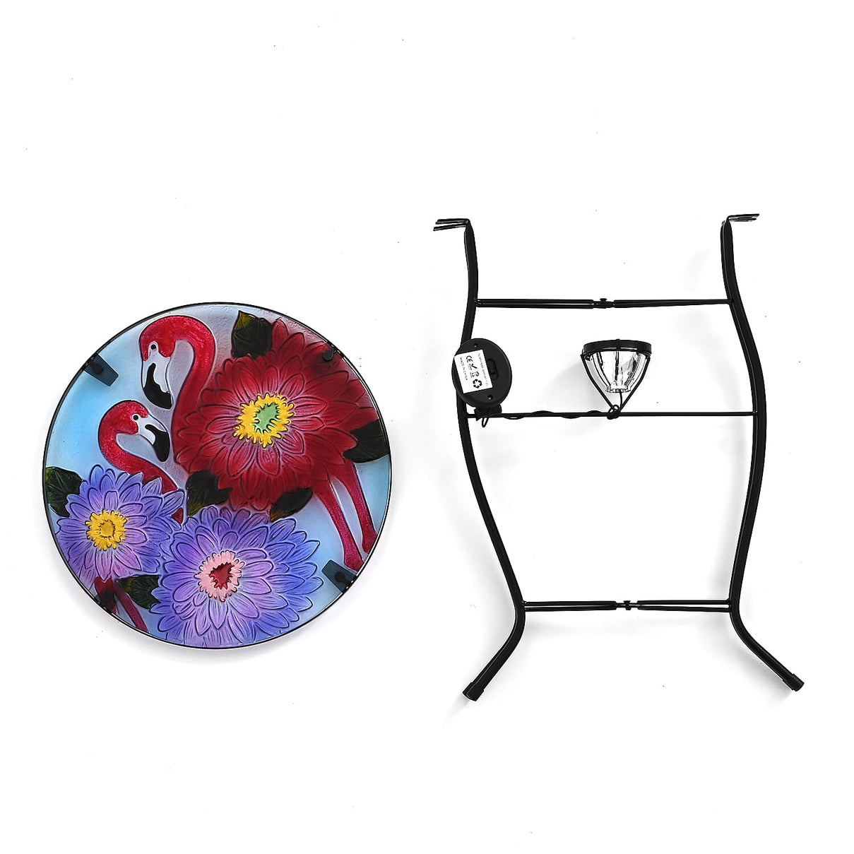 Flower &amp; Flamingo Design Solar-Powered Garden Table (35 x 35 x 52 cm) - Multicolour 8416661 8