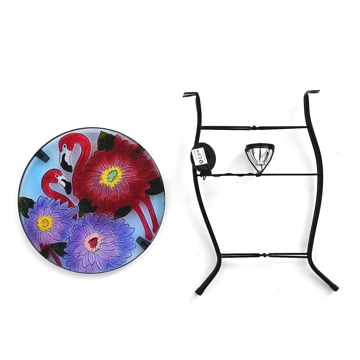 Flower &amp; Flamingo Design Solar-Powered Garden Table (35 x 35 x 52 cm) - Multicolour 8416661 8