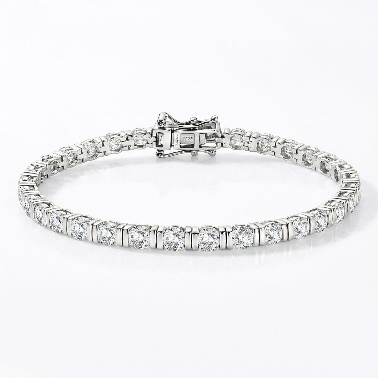 D'Joy 7.75 Ct. Moissanite Tennis Bracelet with GB Lock Box in Rhodium Overlay Sterling Silver 7.5 Inch 8419135 0