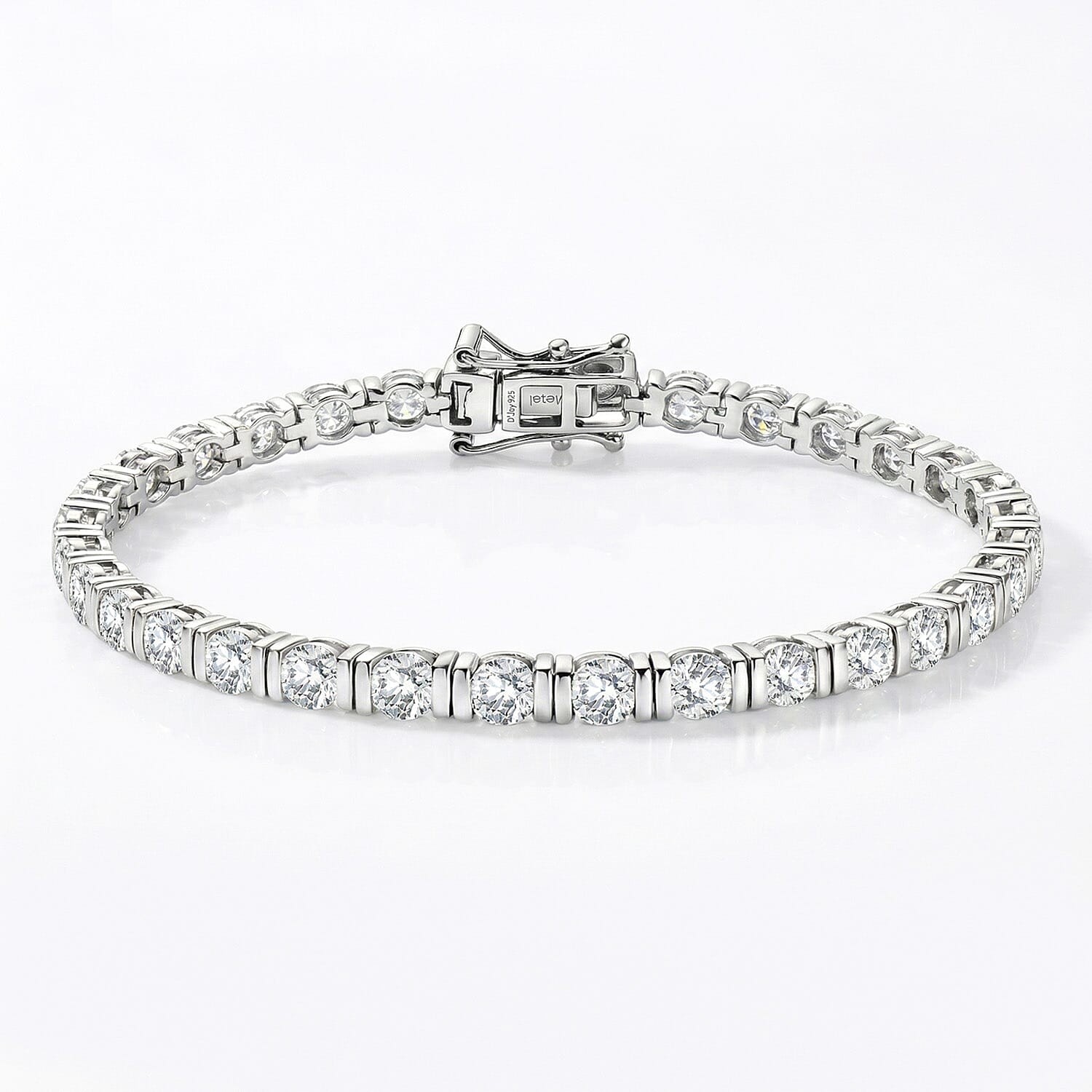 D'Joy 7.75 Ct. Moissanite Tennis Bracelet with GB Lock Box in Rhodium Overlay Sterling Silver 7.5 Inch 8419135 0